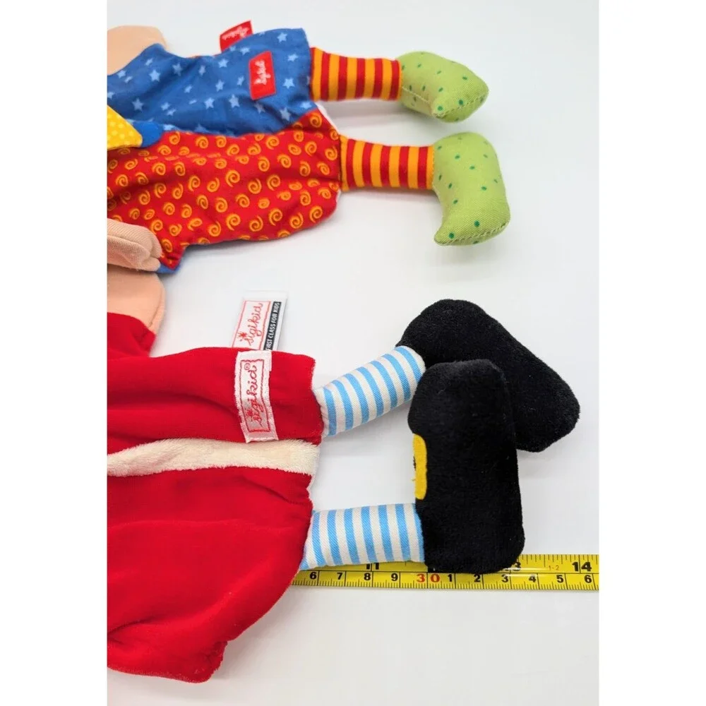 Set Of 2 Sigikid Plush Hand Puppets King Jester Clown Germany My Little Theatre